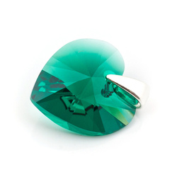 Wisiorek srebrny 925 z kryształami Swarovski Serce 14mm Emerald