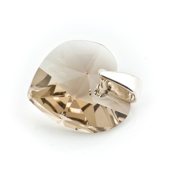 Wisiorek srebrny 925 z kryształami Swarovski Serce 14mm Greige