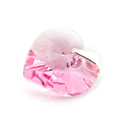 Wisiorek srebrny 925 z kryształami Swarovski Serce 14mm Light Rose